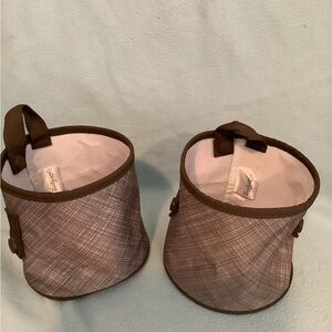 (2) Thirty One Oh Snap Bin Pop Up Caddy Brown Cross Stripe